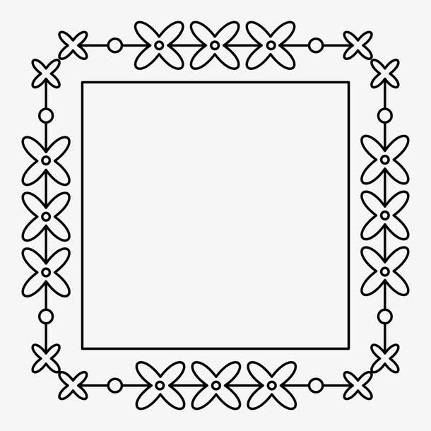 黑色方形花边免抠