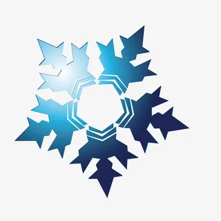 蓝色渐变雪花png免抠