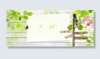 春天几何纹理白色banner背景高清