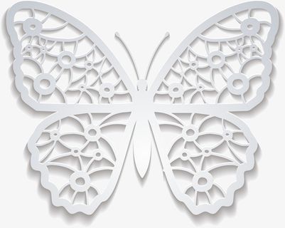 创意白色剪纸蝴蝶免抠
