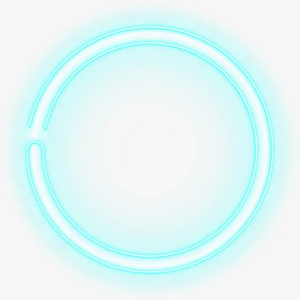 蓝色发光霓虹框灯免抠