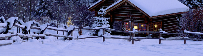 冬季飘雪小木屋冬装banner高清