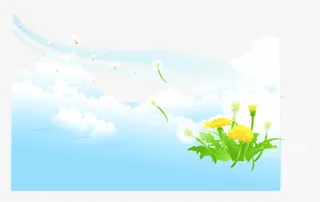 矢量背景素材蓝天云朵和草地