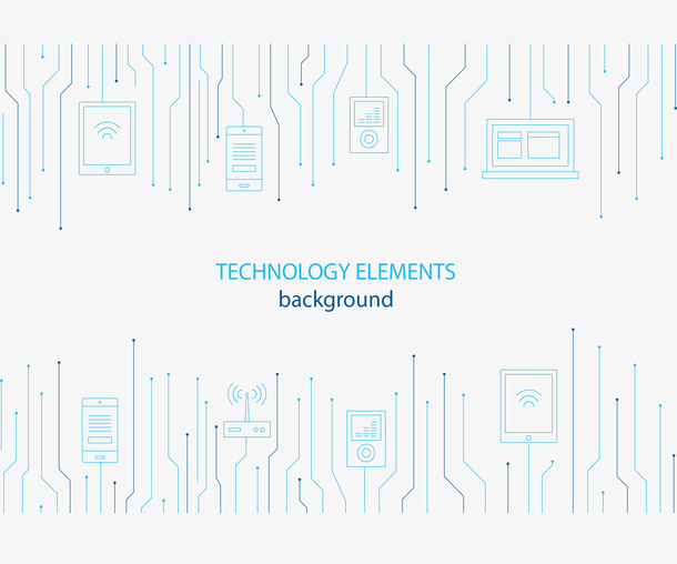 蓝色科技感线条花纹免抠