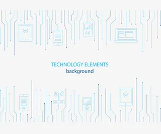 蓝色科技感线条花纹免抠