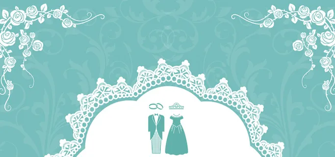 花瓣婚礼梦幻蓝色banner背景高清
