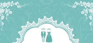 花瓣婚礼梦幻蓝色banner背景高清
