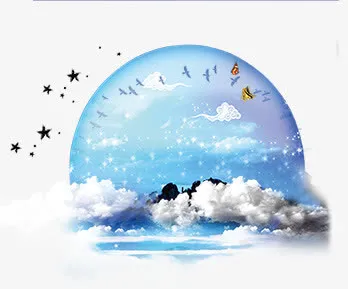 七夕海报月亮云彩免抠