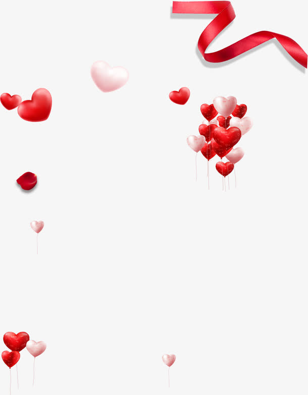 红色情人节爱心气球免抠