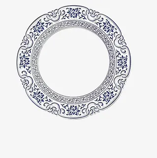 青花瓷类型古典窗花免扣素材免抠