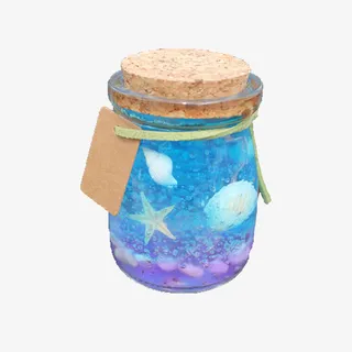 蓝色海洋海星透明玻璃心愿瓶免抠 蓝色海洋海星透明玻璃心愿瓶免抠