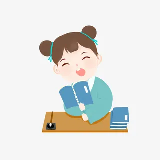 古代读书卡通儿童免抠