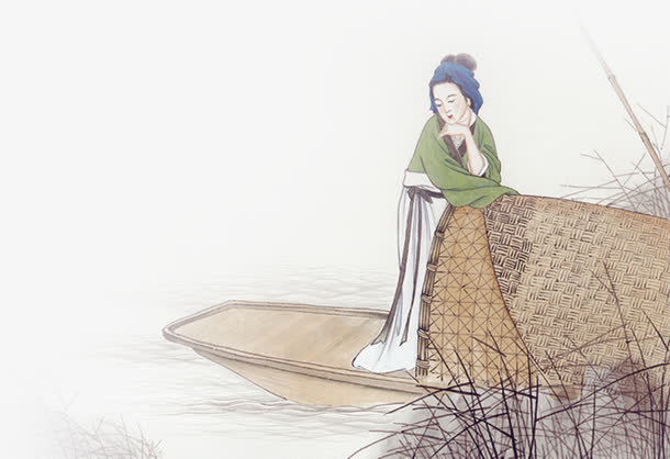 水墨古典美女人物免抠