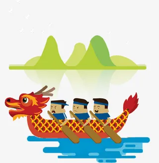 卡通简约端午赛龙舟免抠免抠