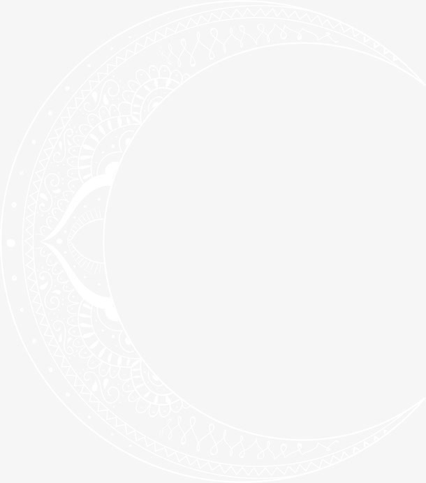 开斋节白色线条月亮免抠