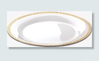 金色花边盘子餐盘免抠