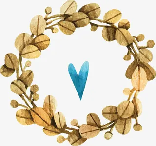 黄色枯叶花环免抠