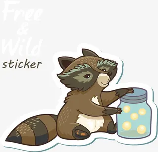 抱罐子的小浣熊贴纸矢量免抠