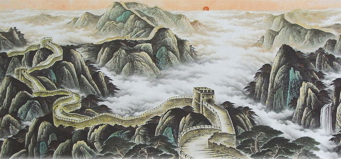 古风水墨山川背景高清