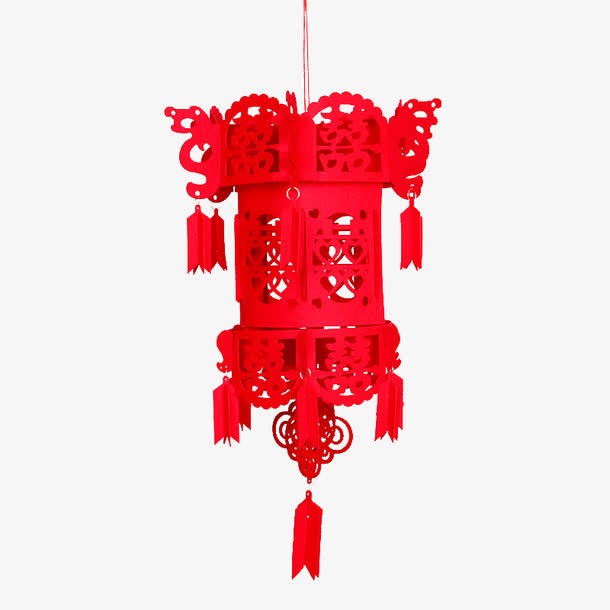 无纺绒布喜字宫灯笼拉花挂件婚房免抠