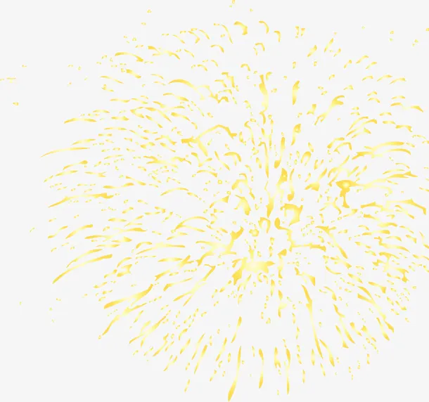 春节黄色绽放的烟花免抠