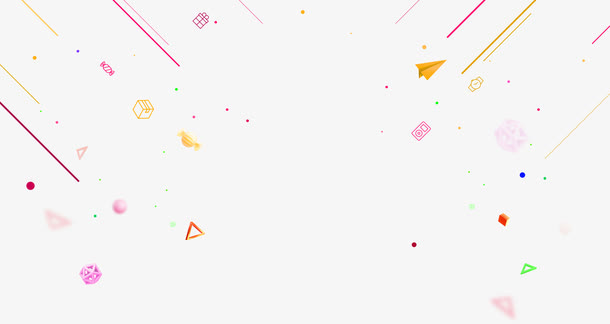 彩色几何图形线条漂浮素材免抠