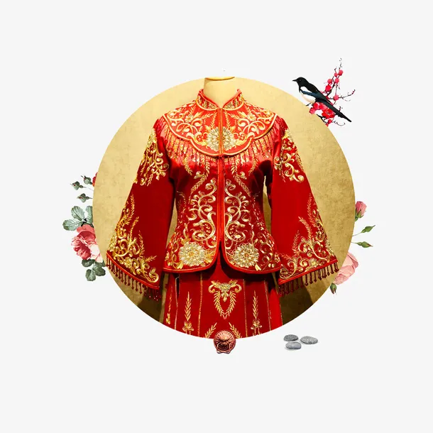 复古龙凤褂结婚礼服免抠