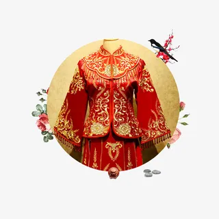 复古龙凤褂结婚礼服免抠