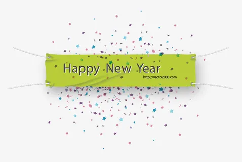 新年快乐标签横幅免抠