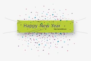 新年快乐标签横幅免抠