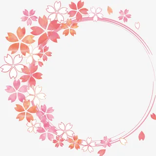 红色水彩美丽花圈免抠