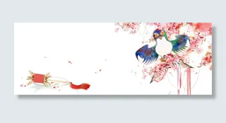 春天卡通粉色海报banner背景高清