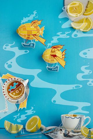 黄色卡通飞艇海报背景