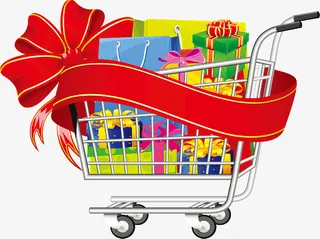 超市购物车礼盒免抠