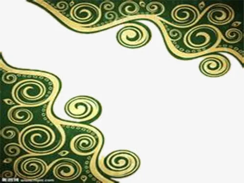 绿色花纹边框免抠