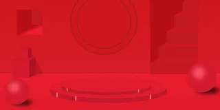 红色立体房间背景高清