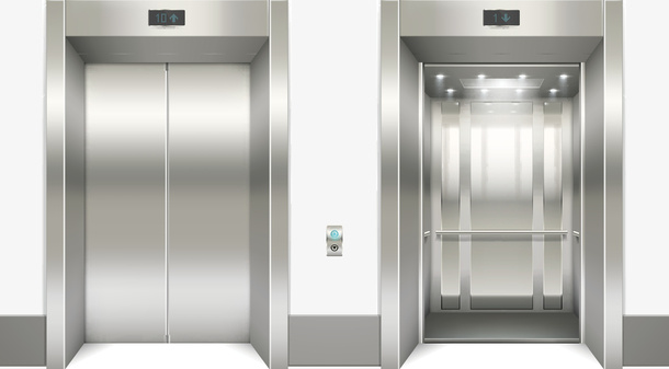 两个银色的电梯矢量图免抠手绘/卡通卡通元素