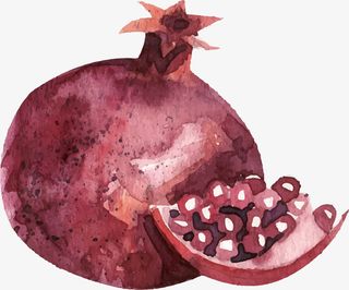 水彩 石榴 水墨 水果免抠
