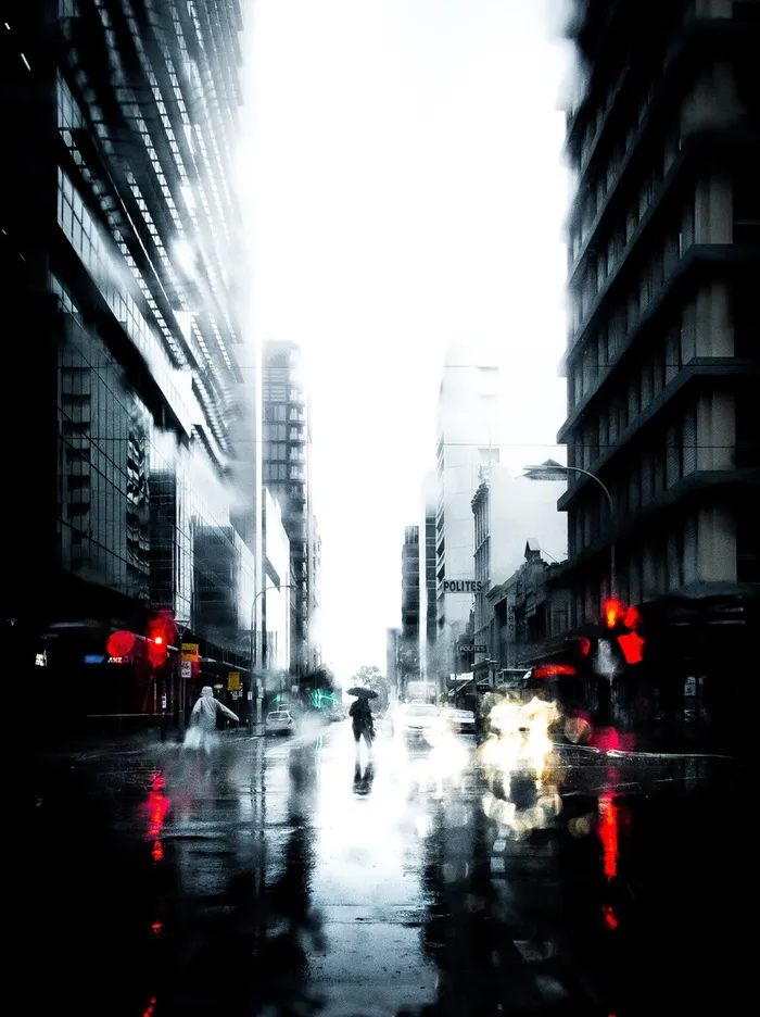 雨中街道背景素材高清