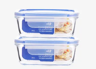 两只玻璃餐盒免抠