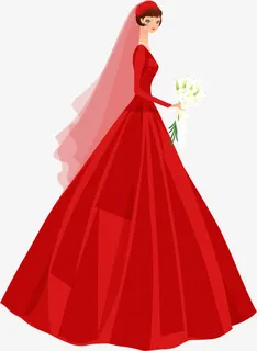 红色美丽婚礼长裙婚纱免抠 红色美丽婚礼长裙婚纱免抠