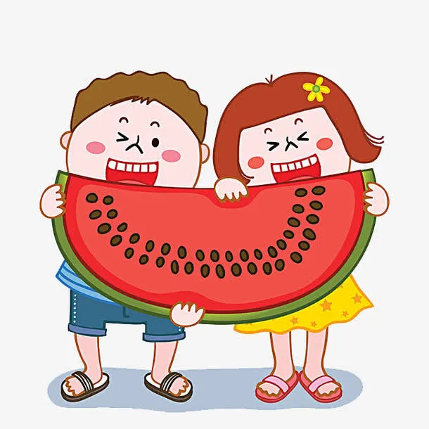 吃西瓜简图免抠