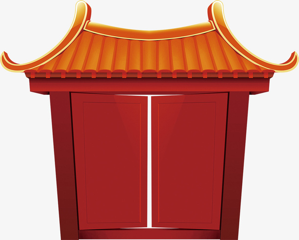 新春红色宫殿大门免抠