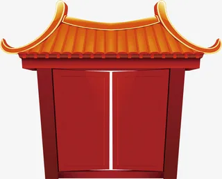 新春红色宫殿大门免抠