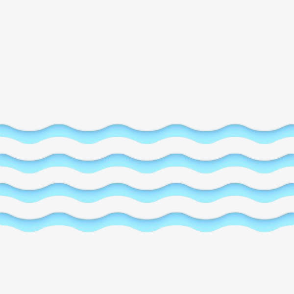 手绘蓝色水波纹曲线免抠