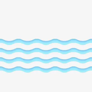 手绘蓝色水波纹曲线免抠