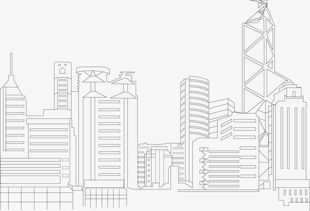 城市房屋手绘图免抠