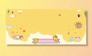 六一儿童节卡通几何黄banner高清
