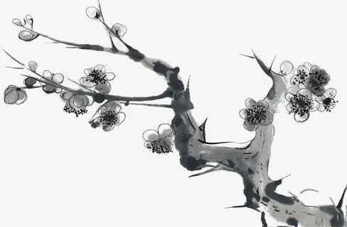 黑色水墨树枝免抠