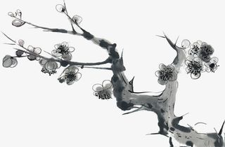 黑色水墨树枝免抠